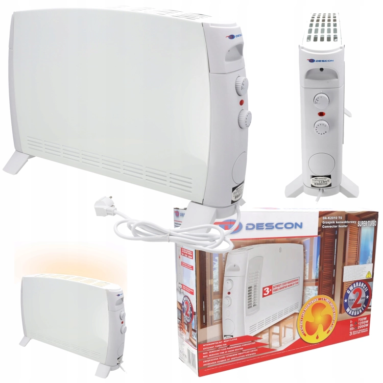 GRZEJNIK ELEKTRYCZNY KONWEKTOROWY ENERGOOSZCZĘDNY 2000W DESCON MOCNY NAWIEW