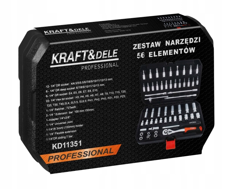 ZESTAW KLUCZY NASADOWYCH KLUCZE NASADOWE BITY GRZECHOTKA ADAPTERY 56 ELEM.