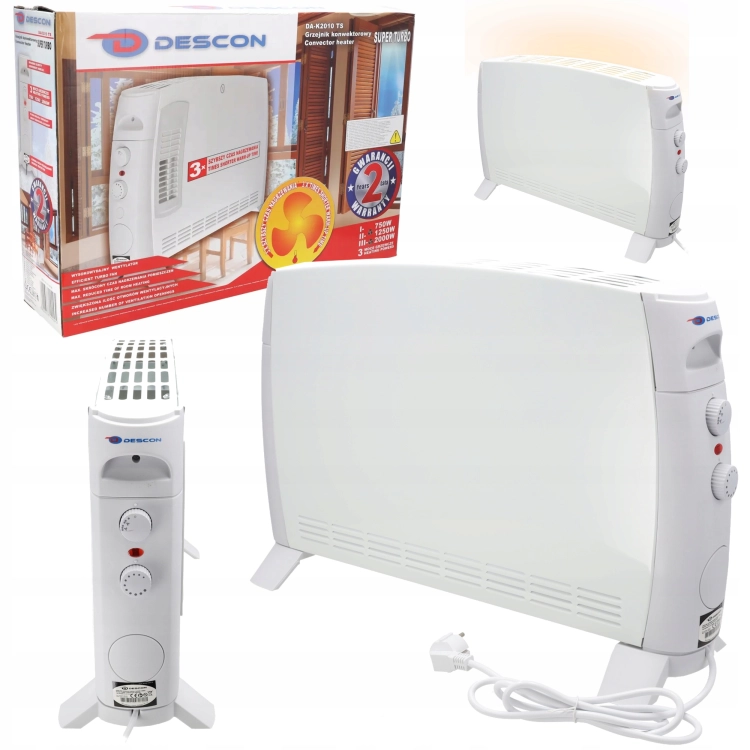 GRZEJNIK ELEKTRYCZNY KONWEKTOROWY ENERGOOSZCZĘDNY 2000W DESCON MOCNY NAWIEW
