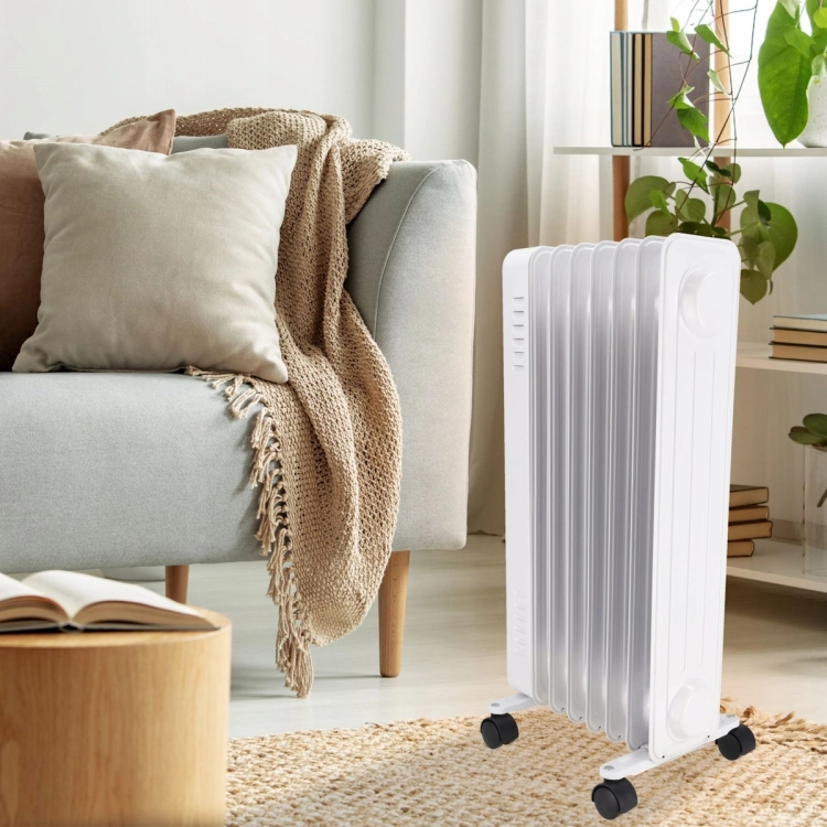 GRZEJNIK ELEKTRYCZNY OLEJOWY TERMOSTAT 1500W 7 ŻEBER ENERGOOSZCZĘDNY MOCNY