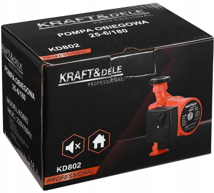 KRAFTDELE POMPA OBIEGOWA 25-6/180 DO 6M 58LMIN 230V ZŁĄCZKI USZCZELKI KD802