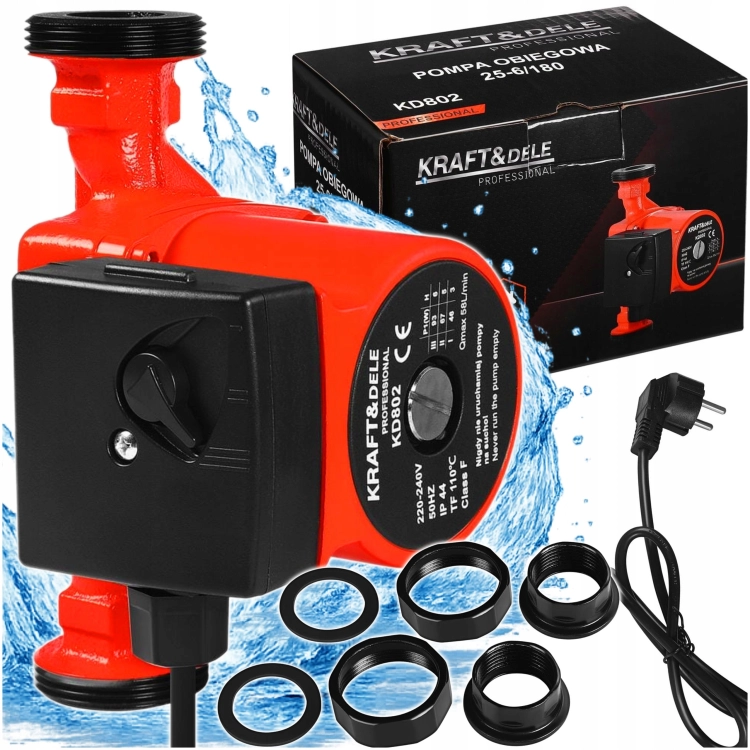 KRAFTDELE POMPA OBIEGOWA 25-6/180 DO 6M 58LMIN 230V ZŁĄCZKI USZCZELKI KD802