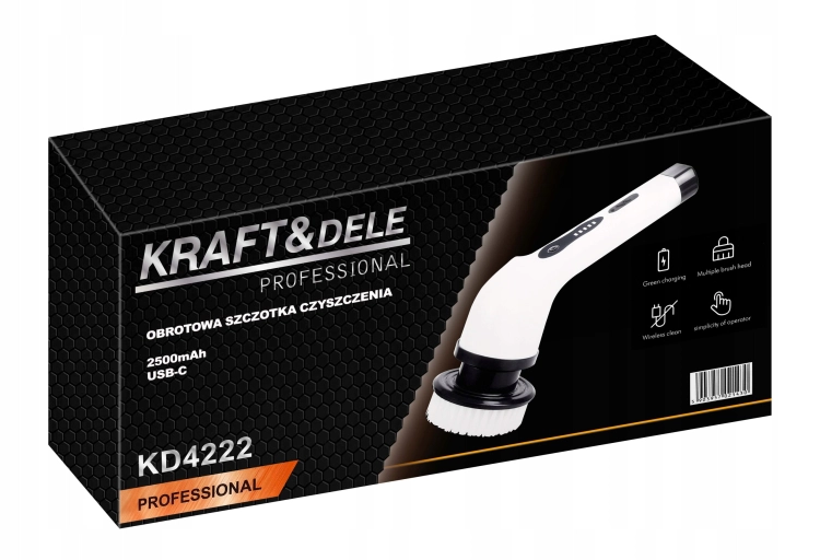 BEZPRZEWODOWA OBROTOWA SZCZOTKA DO CZYSZCZENIA 2500MAH +OSPRZĘT KD4222