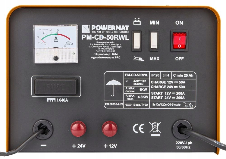 PROSTOWNIK AKUMULATOROWY 12/24V Z ROZRUCHEM 50RWLROZRUCH 200A PM-CD-50RWL