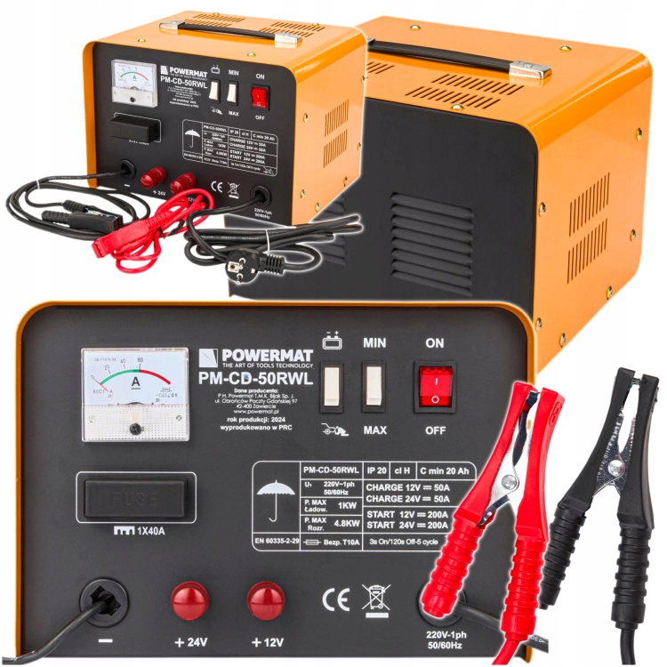 PROSTOWNIK AKUMULATOROWY 12/24V Z ROZRUCHEM 50RWLROZRUCH 200A PM-CD-50RWL