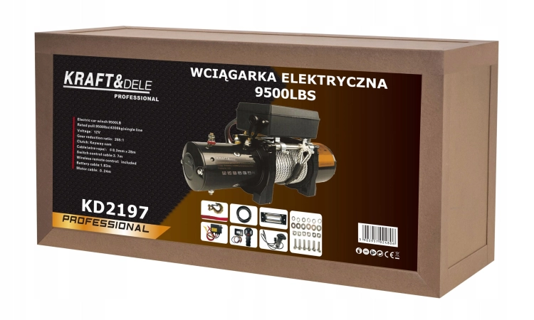 ELEKTRYCZNA WCIĄGARKA WYCIĄGARKA SAMOCHODOWA 4700W 4310KG 12V HAK LINA STAL