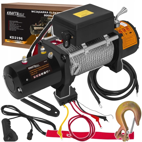 ELEKTRYCZNA WCIĄGARKA WYCIĄGARKA SAMOCHODOWA 4500W 3629KG 12V HAK LINA STAL