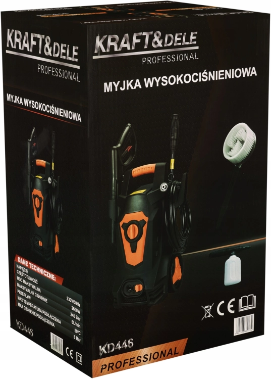 KRAFT&amp;DELE MYJKA CIŚNIENIOWA 2000W 200BAR + AKCESORIA PIANOWNICA SZCZOTKA