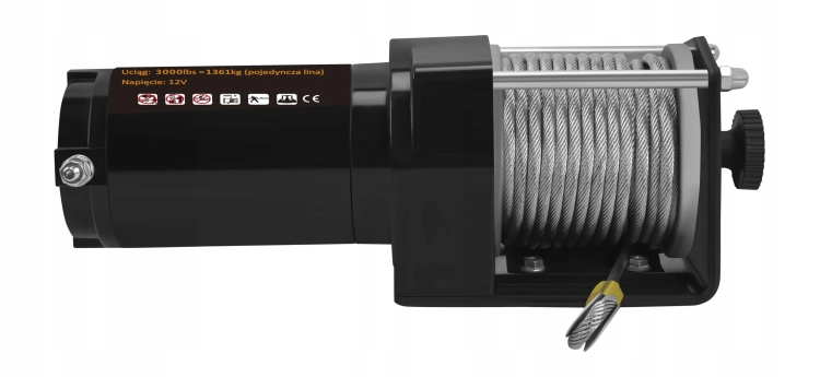 ELEKTRYCZNA WCIĄGARKA WYCIĄGARKA SAMOCHODOWA 1500W 1361KG 12V HAK LINA STAL