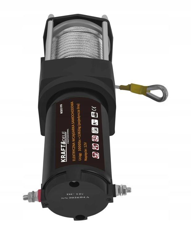 ELEKTRYCZNA WCIĄGARKA WYCIĄGARKA SAMOCHODOWA 1500W 1361KG 12V HAK LINA STAL