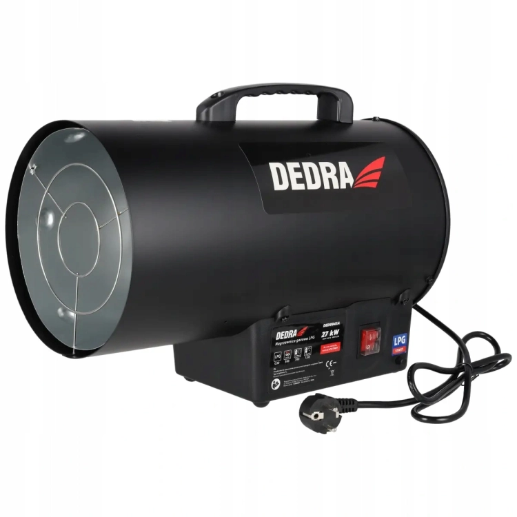 Nagrzewnica gazowa 27 kW na butlę DEDRA reduktor + wąż + termostat duża moc