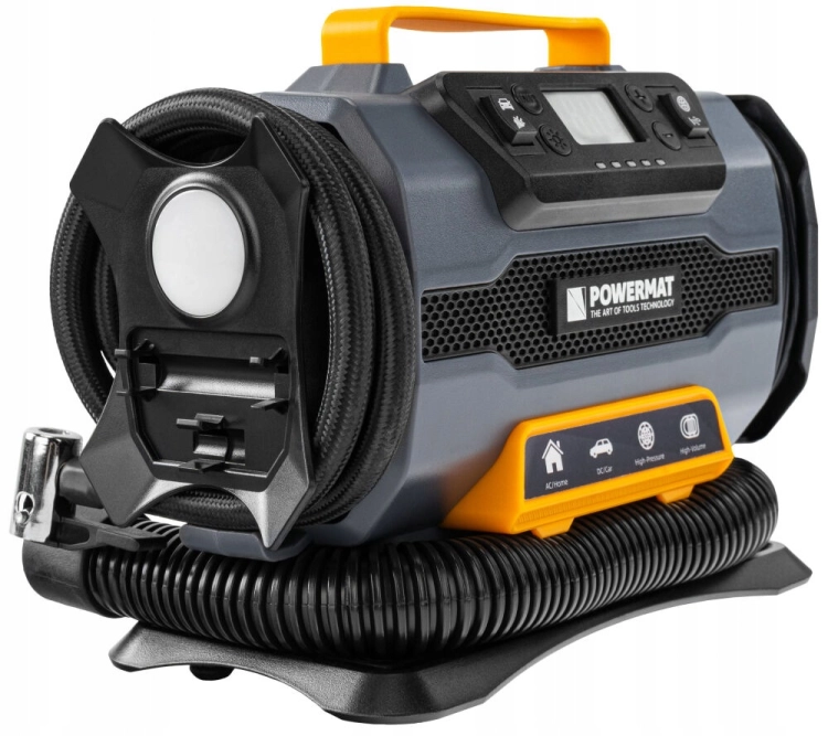KOMPRESOR SAMOCHODOWY 1200W 12V 230V 10BAR LCD LATARKA + NASADKI PM-KB-150T