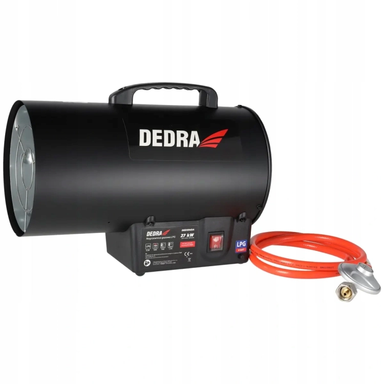 Nagrzewnica gazowa 27 kW na butlę DEDRA reduktor + wąż + termostat duża moc