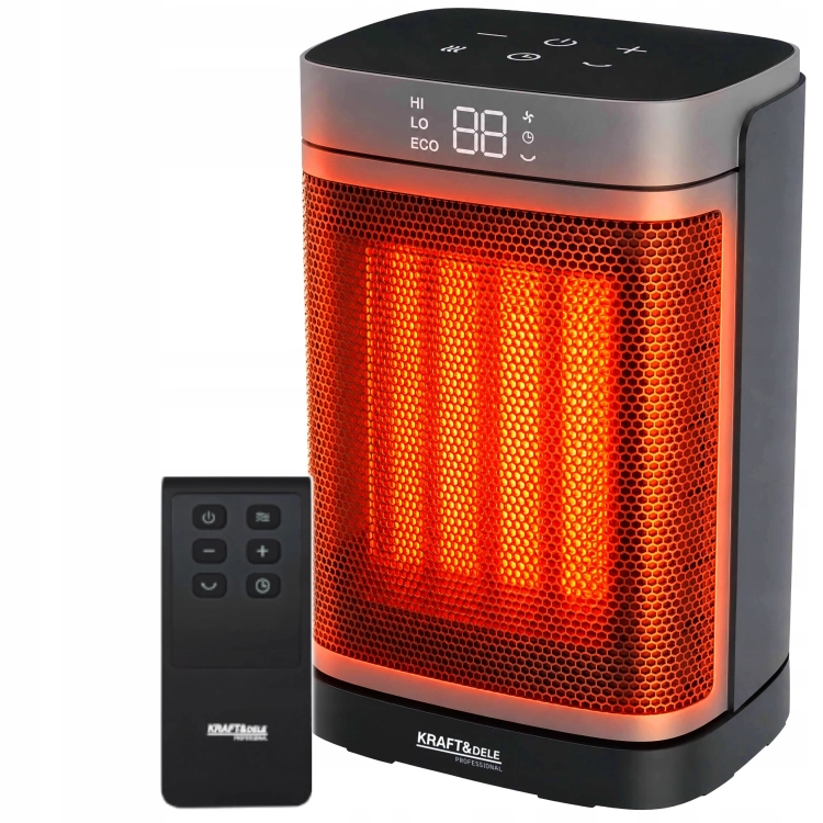 TERMOWENTYLATOR GRZEJNIK ELEKTRYCZNY 1000W/1500W WYŚWIETLACZ LED REGULACJA
