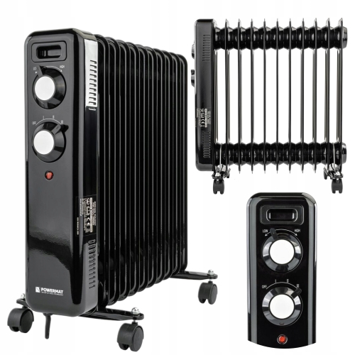 GRZEJNIK OLEJOWY ELEKTRYCZNY 2500W 11 ŻEBER KALORYFER MOCNY TERMOSTAT KÓŁKA