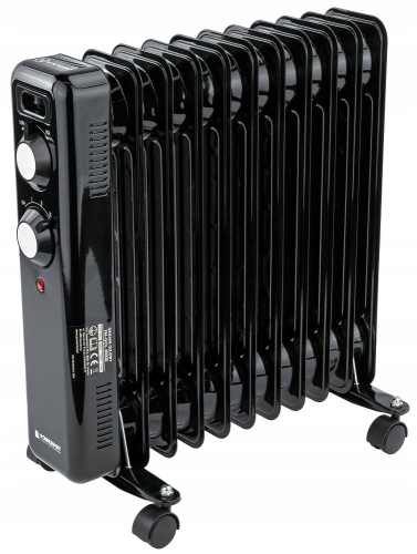 GRZEJNIK OLEJOWY ELEKTRYCZNY 2500W 11 ŻEBER KALORYFER MOCNY TERMOSTAT KÓŁKA