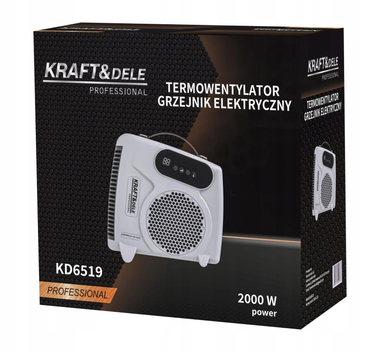 TERMOWENTYLATOR GRZEJNIK ELEKTRYCZNY 2000W PRZENOŚNY TRYB FAN +PILOT KD6519