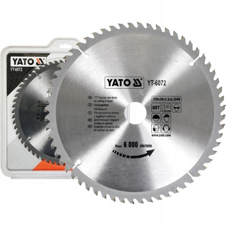 YATO TARCZA PIŁA TARCZOWA WIDIOWA DO CIĘCIA DREWNA 250MM X 30MM 60T YT-6072