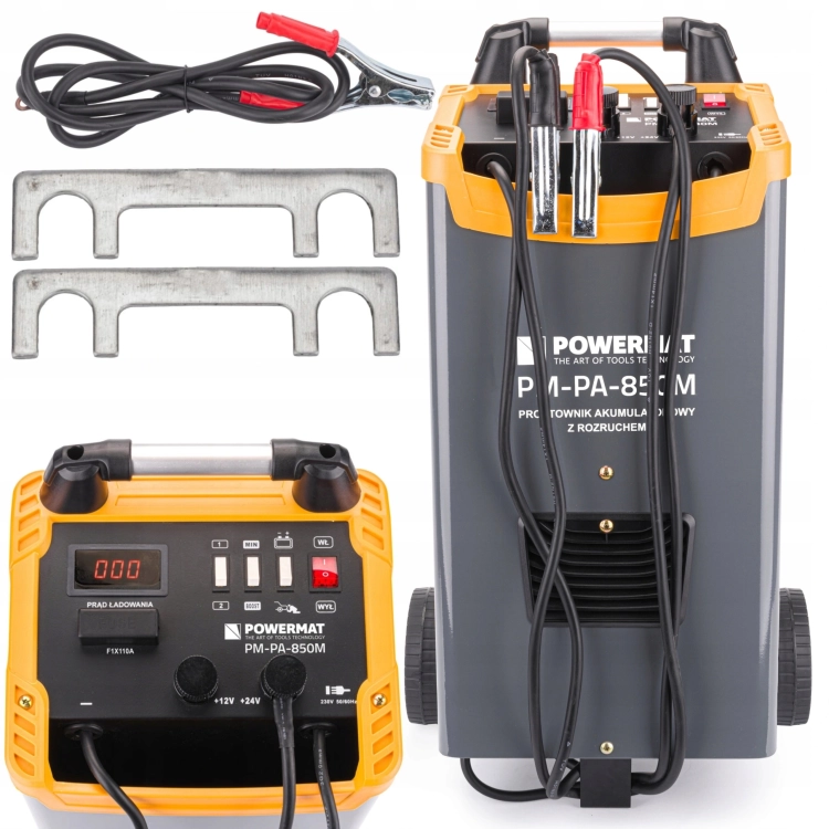 PROSTOWNIK SAMOCHODOWY Z ROZRUCHEM AKUMULATOROWY 850A 12/24V ROZRUCH MOCNY