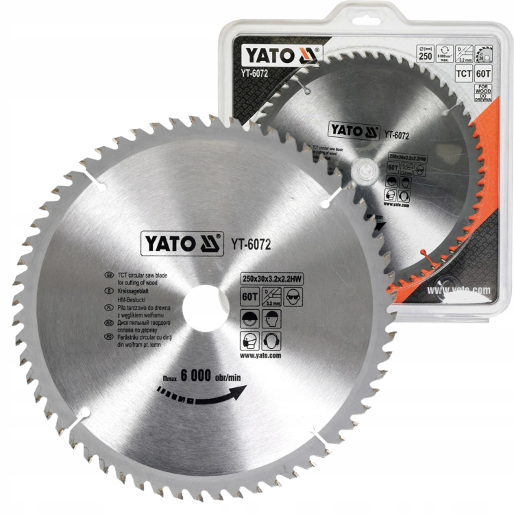 YATO TARCZA PIŁA TARCZOWA WIDIOWA DO CIĘCIA DREWNA 250MM X 30MM 60T YT-6072