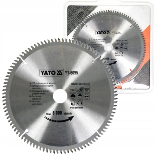 YATO TARCZA WIDIOWA TNĄCA PIŁA TARCZOWA DO ALUMINIUM 250x30x100 YT-6095