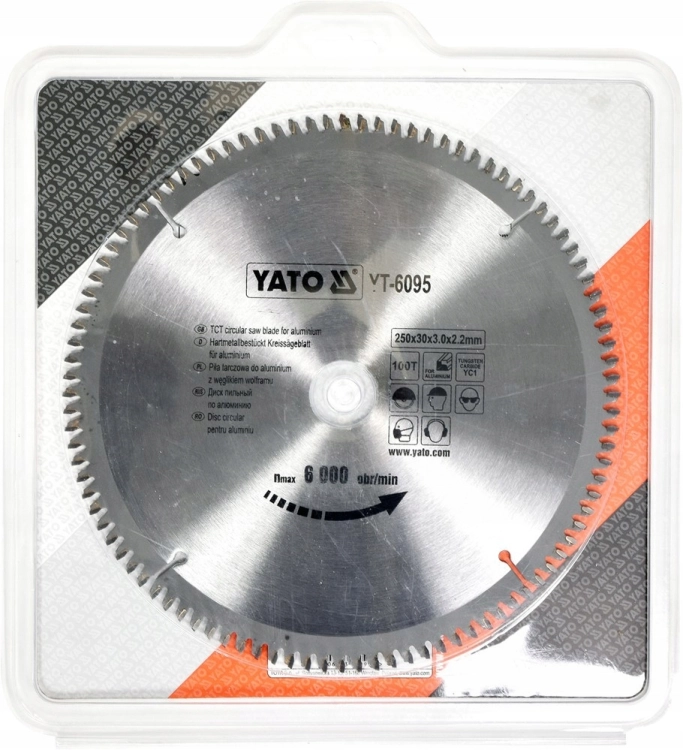 YATO TARCZA WIDIOWA TNĄCA PIŁA TARCZOWA DO ALUMINIUM 250x30x100 YT-6095
