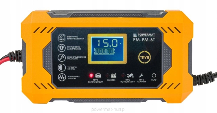 PROSTOWNIK AKUMULATOROWY MIKROPROCESOROWY 12V SAMOCHODOWY 6A ŁADOWARKA HIT