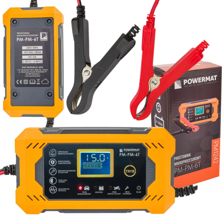 PROSTOWNIK AKUMULATOROWY MIKROPROCESOROWY 12V SAMOCHODOWY 6A ŁADOWARKA HIT