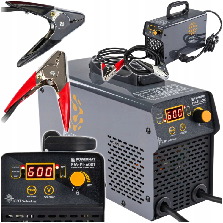 PROSTOWNIK AKUMULATOROWY INWERTOROWY Z ROZRUCHEM 600A 12/24 V ŁADOWARKA 80A