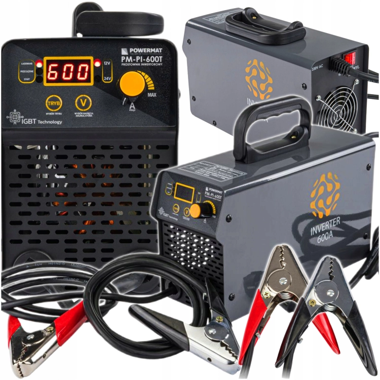 PROSTOWNIK AKUMULATOROWY INWERTOROWY Z ROZRUCHEM 600A 12/24 V ŁADOWARKA 80A