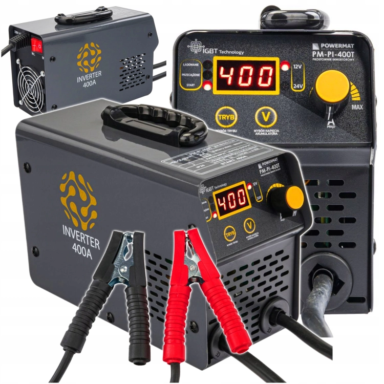 PROSTOWNIK AKUMULATOROWY INWERTOROWY Z ROZRUCHEM 400A 12/24 V ŁADOWARKA 40A