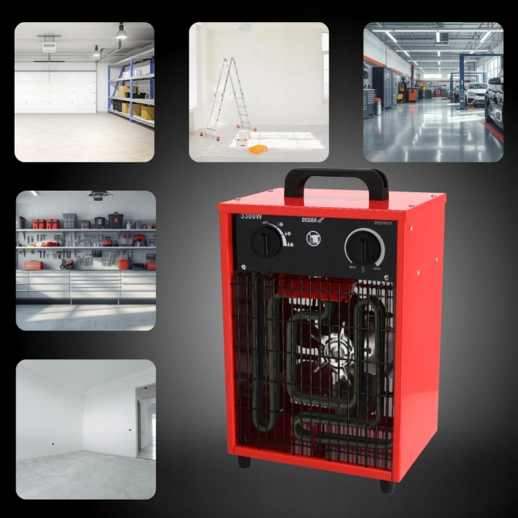 NAGRZEWNICA ELEKTRYCZNA 3,3KW FARELKA TERMOSTAT REGULACJA TEMPERATURY 230V