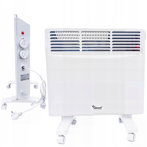 GRZEJNIK ELEKTRYCZNY ALUMINIOWY KONWEKTOROWY MOCNY 1750W ŚCIENNY +KÓŁKA 2W1