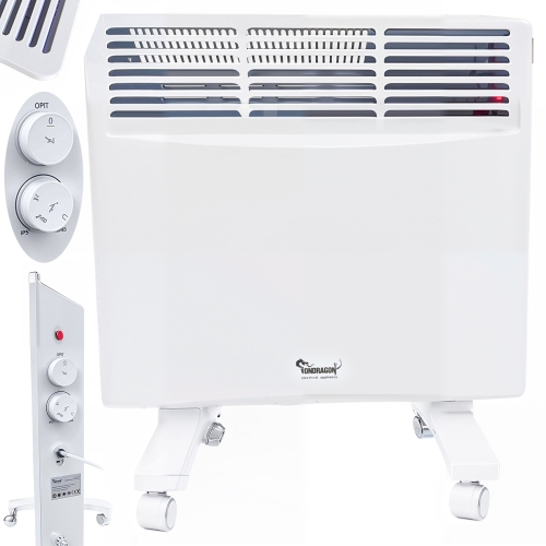 GRZEJNIK ELEKTRYCZNY ALUMINIOWY KONWEKTOROWY MOCNY 1750W ŚCIENNY +KÓŁKA 2W1