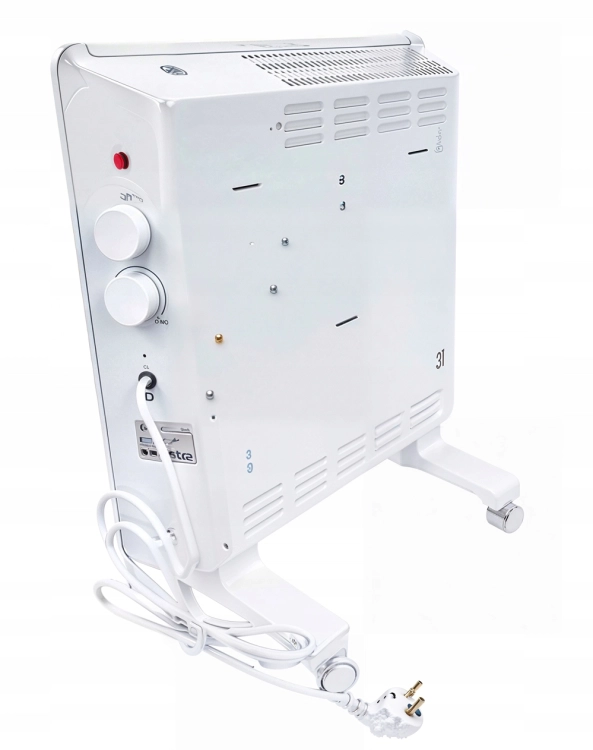 GRZEJNIK ELEKTRYCZNY ALUMINIOWY KONWEKTOROWY MOCNY 1750W ŚCIENNY +KÓŁKA 2W1