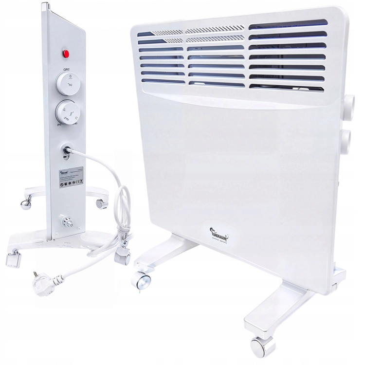GRZEJNIK ELEKTRYCZNY ALUMINIOWY KONWEKTOROWY MOCNY 1750W ŚCIENNY +KÓŁKA 2W1
