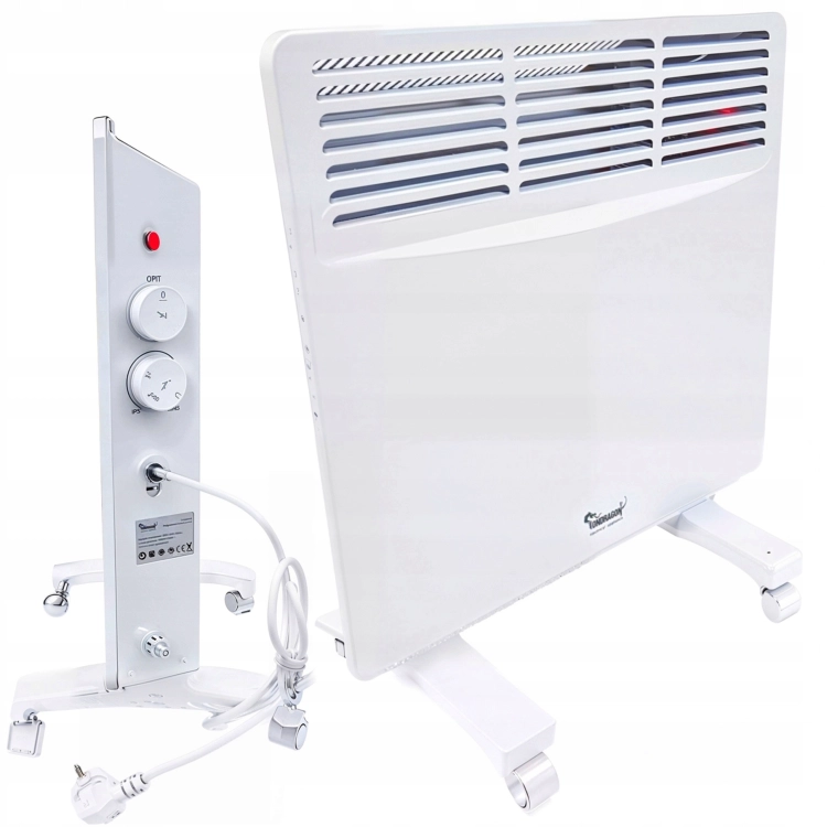 GRZEJNIK ELEKTRYCZNY ALUMINIOWY KONWEKTOROWY MOCNY 1750W ŚCIENNY +KÓŁKA 2W1