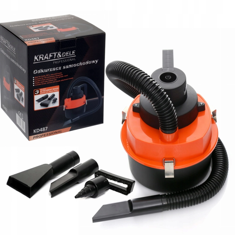 KRAFT&amp;DELE ODKURZACZ SAMOCHODOWY POMPKA DO MATERACY 12V 155W +NASADKI KD487