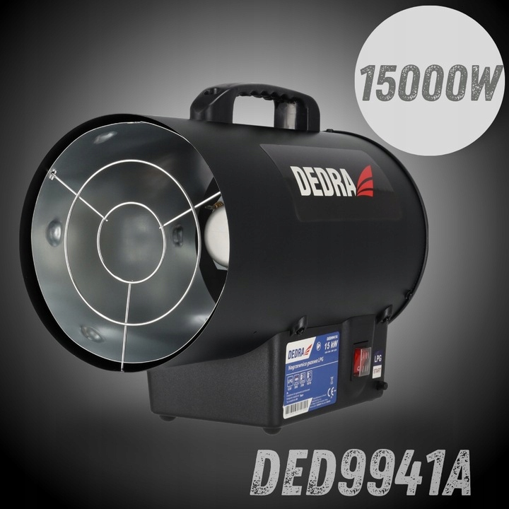 DEDRA NAGRZEWNICA GAZOWA 17kW DMUCHAWA WĄŻ REDUKTOR 230V + REDUKTOR Uchwyt