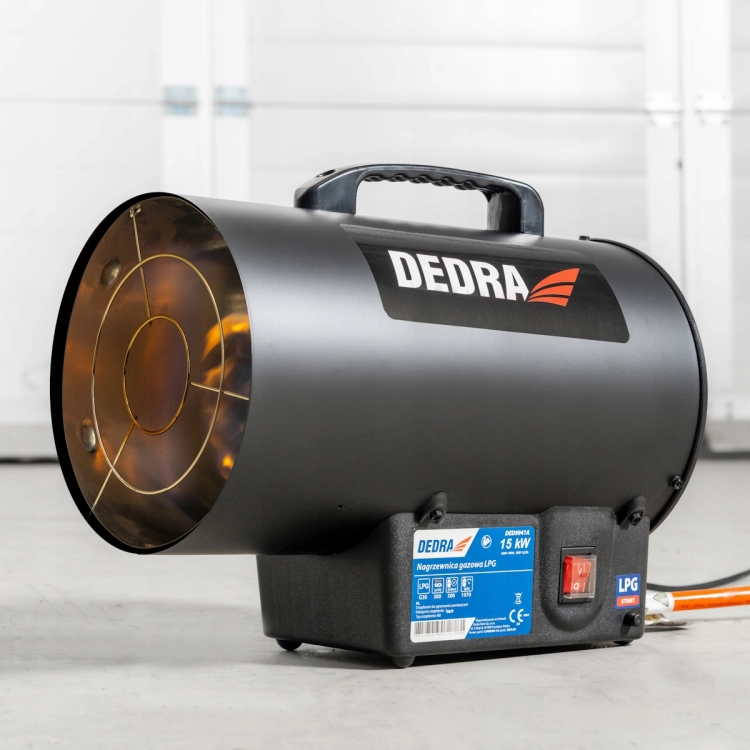 DEDRA NAGRZEWNICA GAZOWA 17kW DMUCHAWA WĄŻ REDUKTOR 230V + REDUKTOR Uchwyt