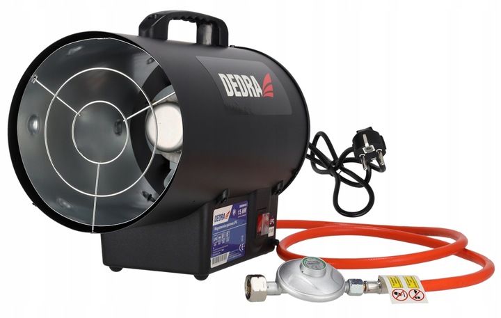 DEDRA NAGRZEWNICA GAZOWA 17kW DMUCHAWA WĄŻ REDUKTOR 230V + REDUKTOR Uchwyt