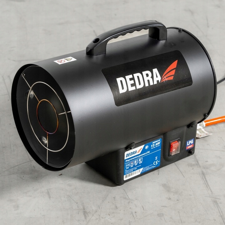DEDRA NAGRZEWNICA GAZOWA 17kW DMUCHAWA WĄŻ REDUKTOR 230V + REDUKTOR Uchwyt