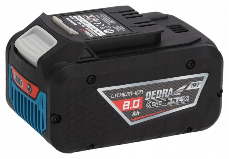 AKUMULATOR BATERIA DEDRA SAS+ALL 18V POJEMNOŚĆ 8 AH LI-ION 3 DIODY WSKAŹNIK
