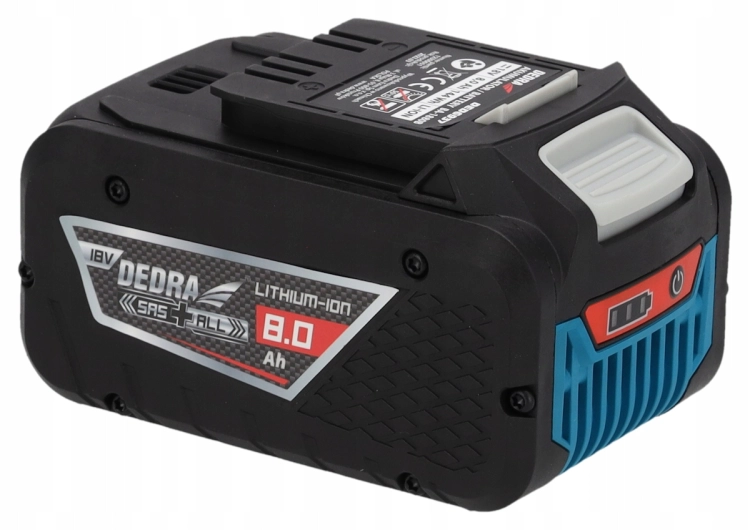 AKUMULATOR BATERIA DEDRA SAS+ALL 18V POJEMNOŚĆ 8 AH LI-ION 3 DIODY WSKAŹNIK