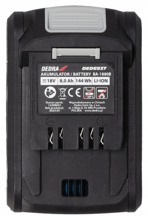 AKUMULATOR BATERIA DEDRA SAS+ALL 18V POJEMNOŚĆ 8 AH LI-ION 3 DIODY WSKAŹNIK