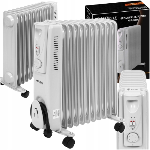 GRZEJNIK ELEKTRYCZNY OLEJOWY KALORYFER Z TERMOSTATEM 1000/1500/2500W KD6511