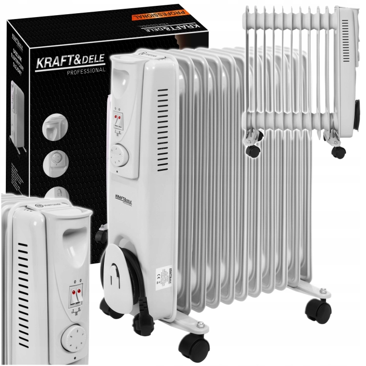 GRZEJNIK ELEKTRYCZNY OLEJOWY KALORYFER Z TERMOSTATEM 1000/1500/2500W KD6511