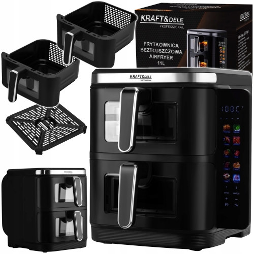 FRYTKOWNICA BEZTŁUSZCZOWA AIRFRYER 11L 2 KOMORY 80-200C 10 PROGRAMÓW KD4335