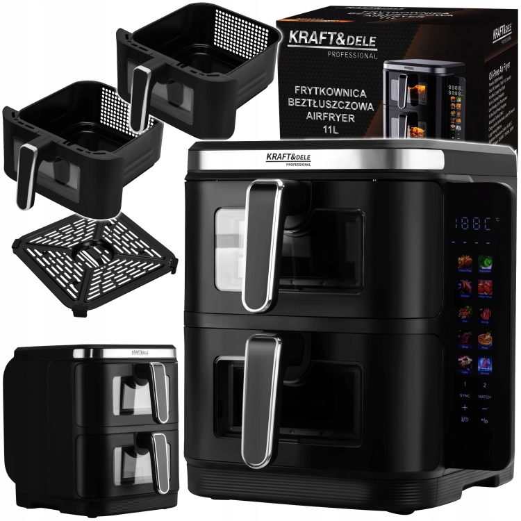 FRYTKOWNICA BEZTŁUSZCZOWA AIRFRYER 11L 2 KOMORY 80-200C 10 PROGRAMÓW KD4335