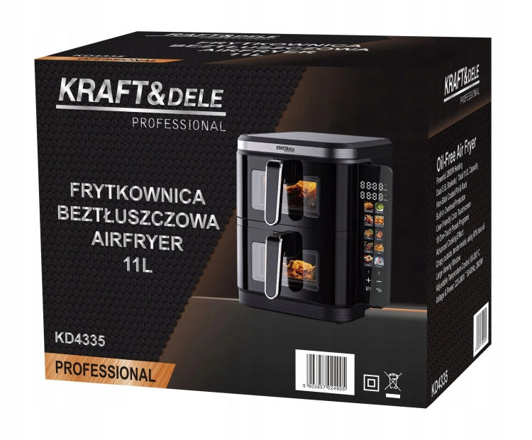 FRYTKOWNICA BEZTŁUSZCZOWA AIRFRYER 11L 2 KOMORY 80-200C 10 PROGRAMÓW KD4335